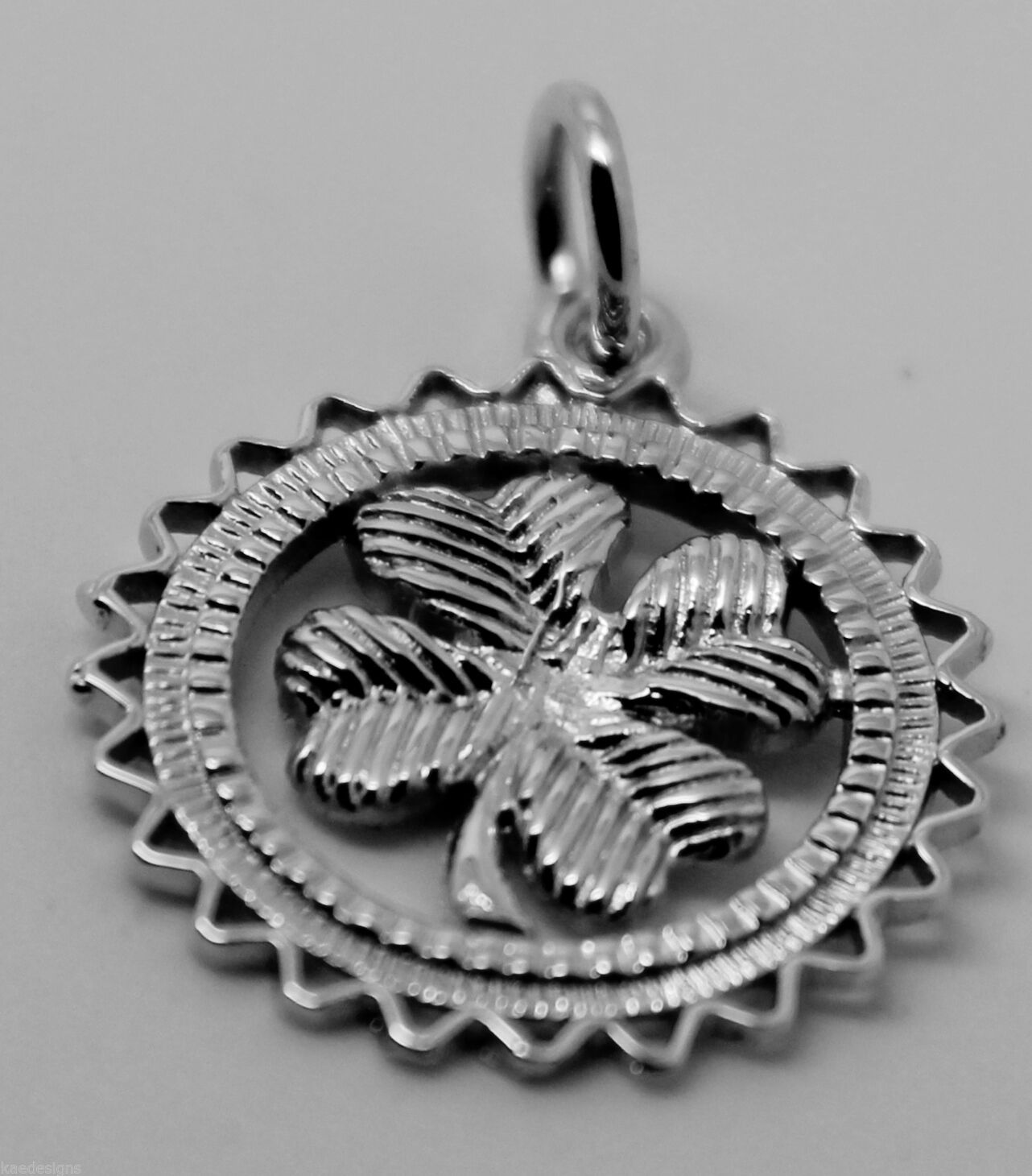 Genuine Sterling Silver 925 or Yellow or Rose Gold Plated Four Leaf Clover Pendant