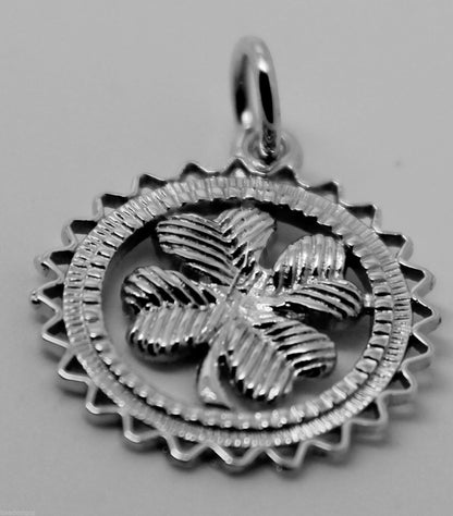 Genuine Sterling Silver 925 or Yellow or Rose Gold Plated Four Leaf Clover Pendant