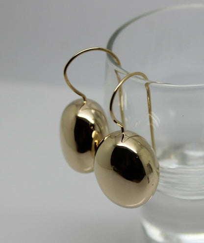 Genuine New  Heavy 9ct 9k Yellow, Rose Or White Gold Oval Hook Earrings