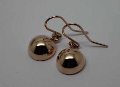 Genuine 9kt 9ct 375 Solid Yellow, Rose & White Gold 12mm Half Plain Ball Earrings