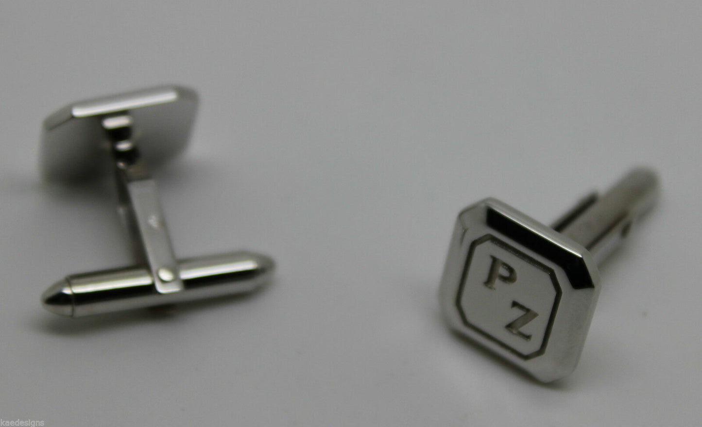 Genuine 9ct 9K Full Solid Custom Made Heavy Engraved Cufflinks White Gold