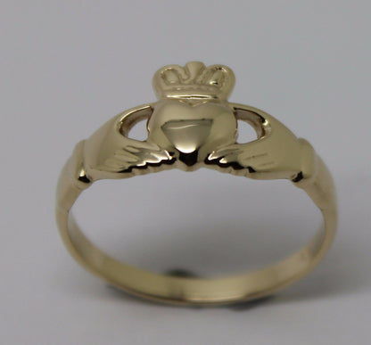 Genuine 9ct 375 Solid Yellow, Rose or White Gold Claddagh Celtic Friendship Ring In Your (Sizes L to S)