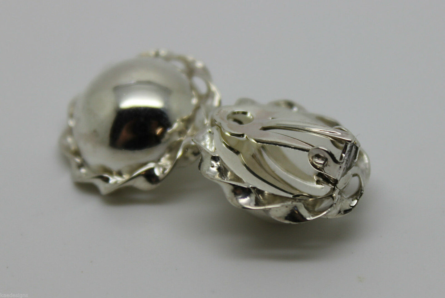 Kaedesigns Sterling Silver 925 Half Large Ball Round Clip On Earrings