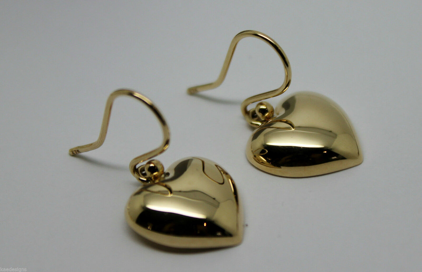 Genuine 9ct Yellow Gold or White Gold or Rose Gold Half Heart Earrings