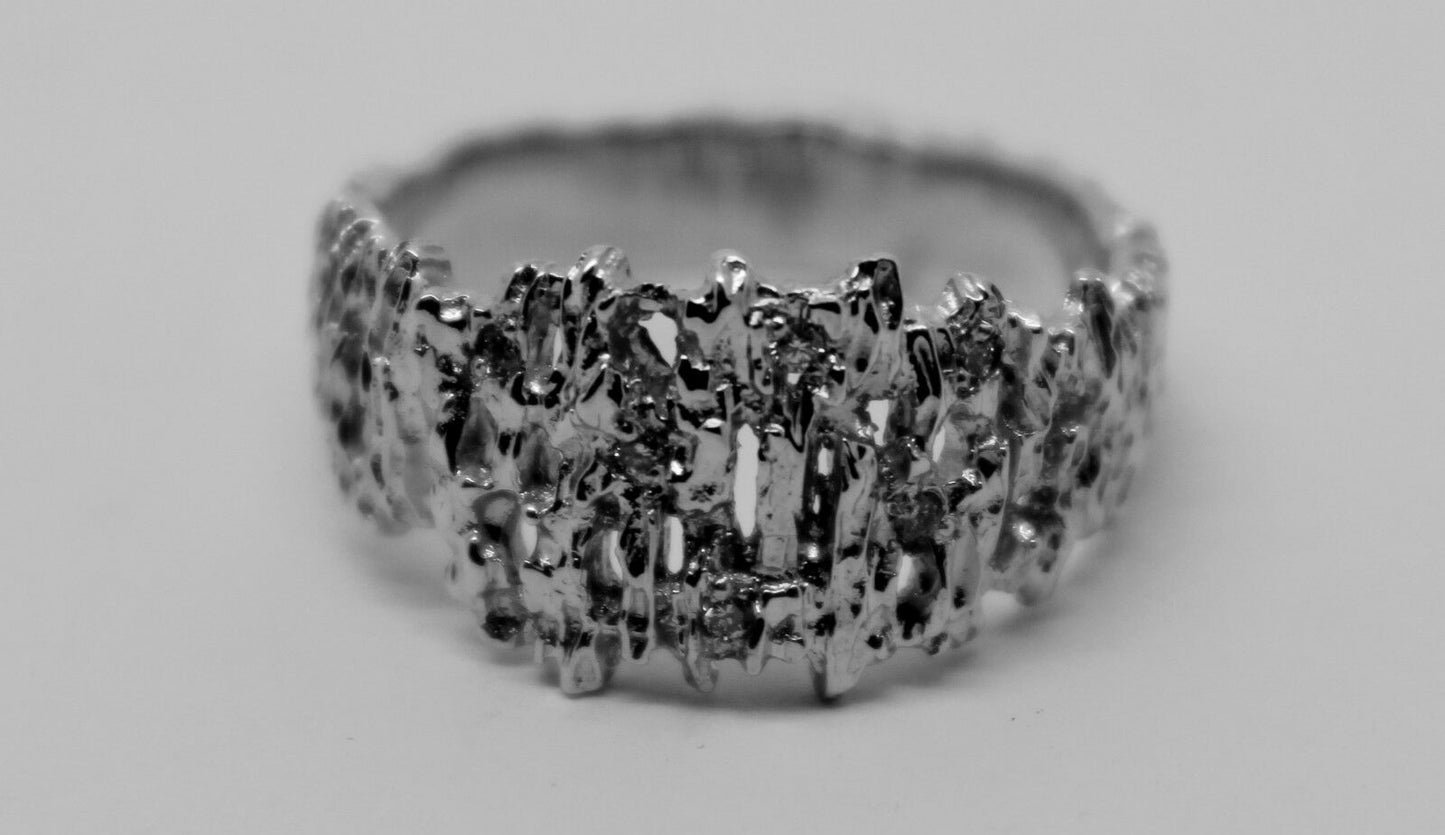 Kaedesigns New Genuine 10ct White or Rose Or Yellow Gold Diamond Nugget Ring