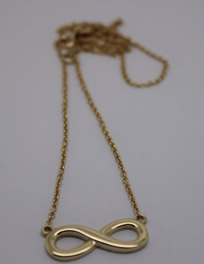Kaedesigns 9ct 9k 375 Solid Yellow Gold Infinity Long 56cm Belcher Necklace