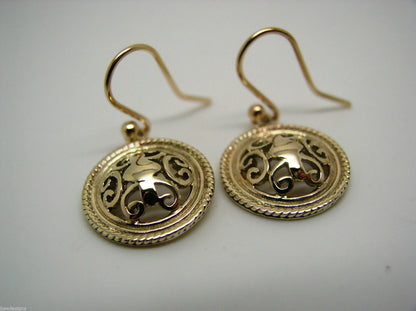 Kaedesigns, Heavy 9ct Yellow Or White Or Rose Gold  Filigree Round Hook Earrings