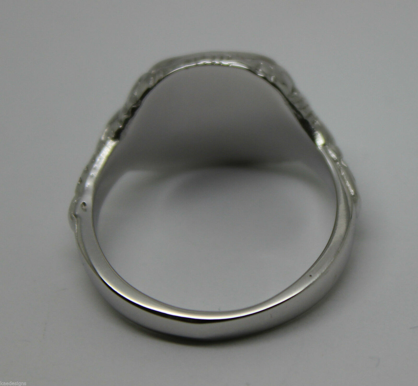 Genuine Large Mens 9ct 9k 375 White Gold Square Engraved Signet Ring