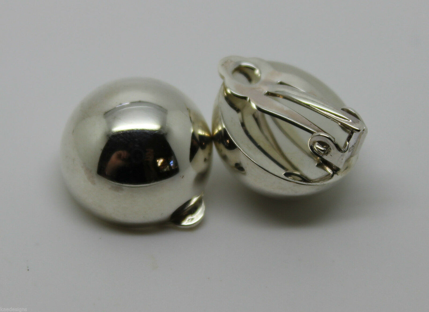 Genuine Sterling Silver 925 Half 14mm Ball Round Earrings Clip-ons