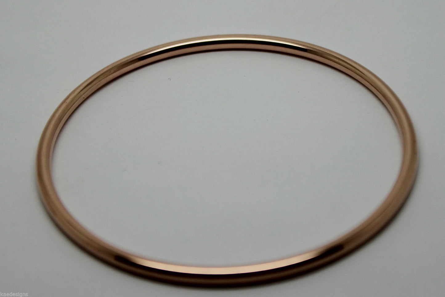 Genuine 9ct 9K 375 Yellow, Rose or White Gold 3mm Wide Hollow Golf Bangle 64mm Diameter