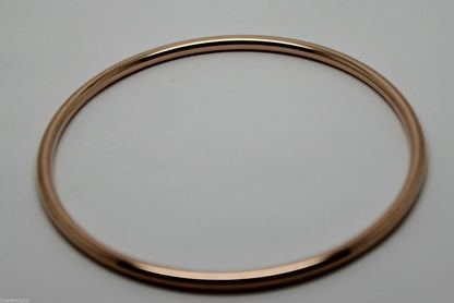 Genuine 9ct 9K 375 Yellow, Rose or White Gold 3mm Wide Hollow Golf Bangle 64mm Diameter