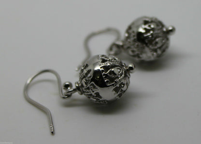 Kaedesigns Genuine 9kt 9ct 375 Yellow, Rose or White Gold 12mm Euro Ball Drop Filigree Earrings