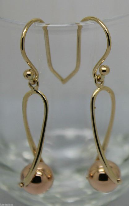 Kaedesigns 9ct 9kt 375 Yellow & Rose Gold 8mm Ball Drop Earrings