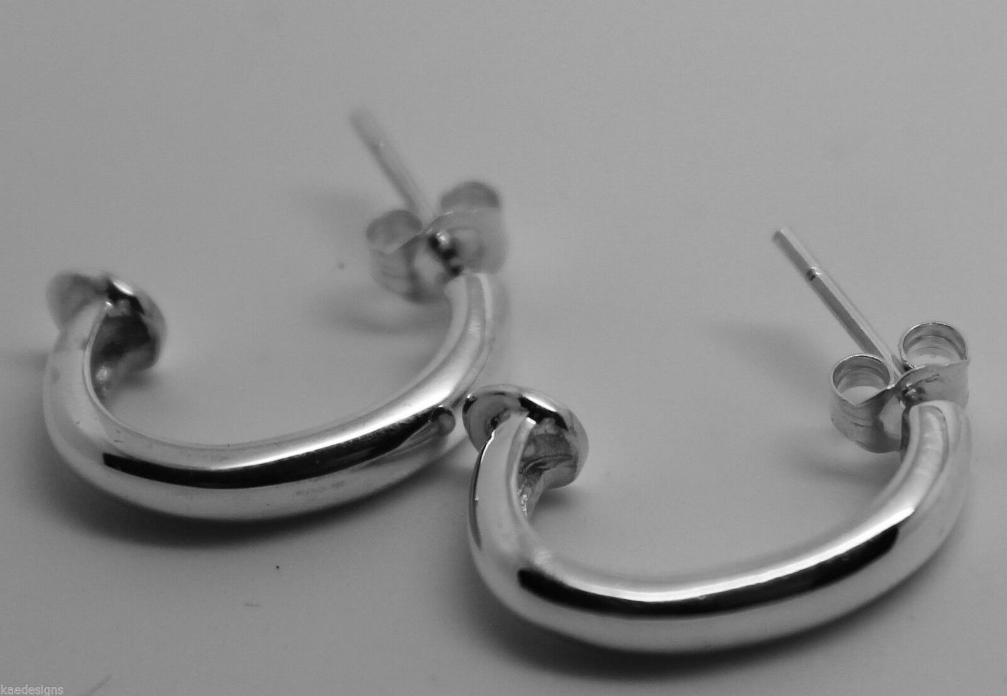 Genuine Sterling Silver 925 C Stud Earrings Butterfly Backs