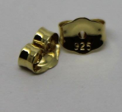 Kaedesigns SGP Yellow Gold Plated Sterling Silver 925 Earrings Butterfly Backs 4.8mm
