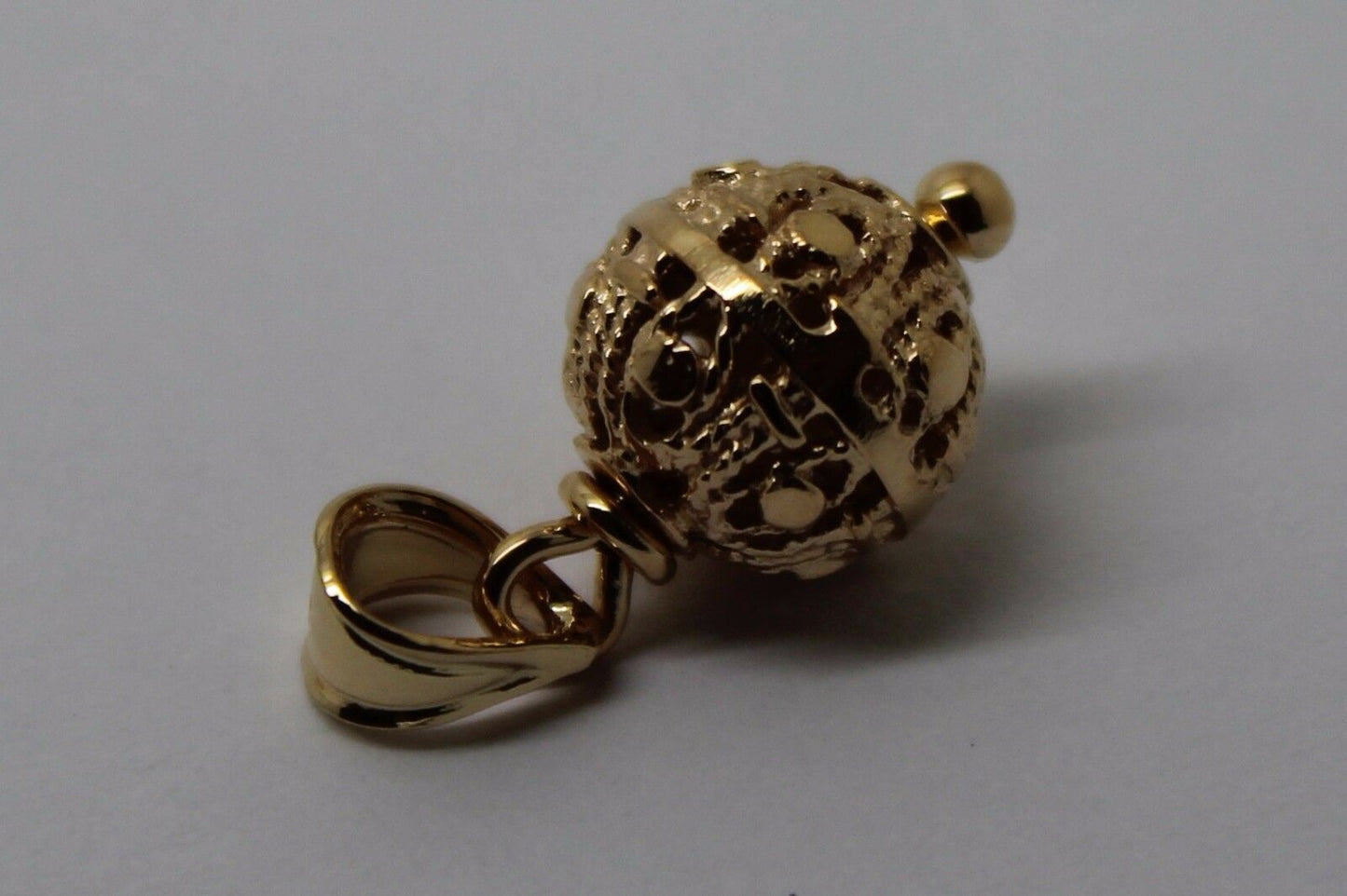 Genuine New 9ct 9k Filigree Yellow, Rose or White Gold Ball 10mm Pendant