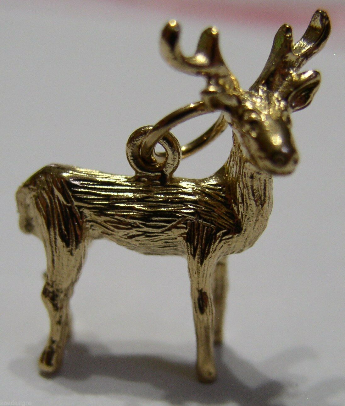 Kaedesigns, 3D 9ct Yellow Or Rose Or White Gold Deer Or Moose Charm Or Pendant