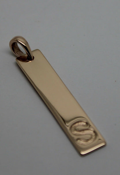 Genuine Solid 9ct 375 Yellow, Rose or White Gold Plate Pendant Engraved With Your Initial