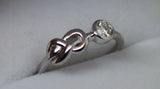 Delicate Genuine 9ct 9kt White Gold Infinity Delicate Pinky Ring + Diamond
