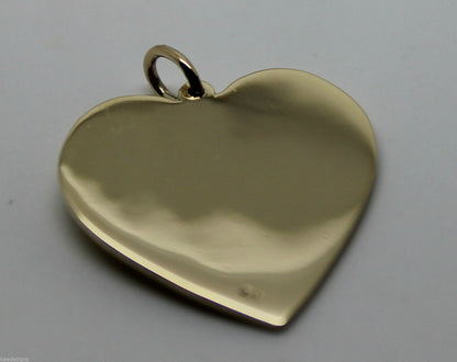 Genuine 375 9ct Yellow Or Rose Or White Gold Large Heart Shield Pendant