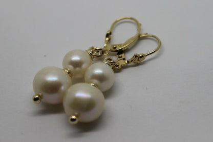 Genuine 9ct 9k 375 Yellow or Rose Gold 6mm & 8mm White Pearl Continental Clip Earrings