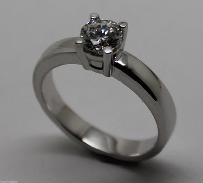 Genuine 18ct 18k Solid White Gold Round Cut Ring Size J 1/2