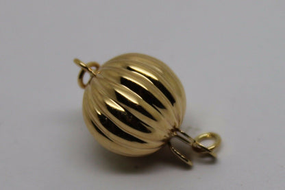 Genuine 9ct Yellow Gold 6mm, 7mm, 8mm, 10mm, 12mm Corrugated Ball Pearl Clasp
