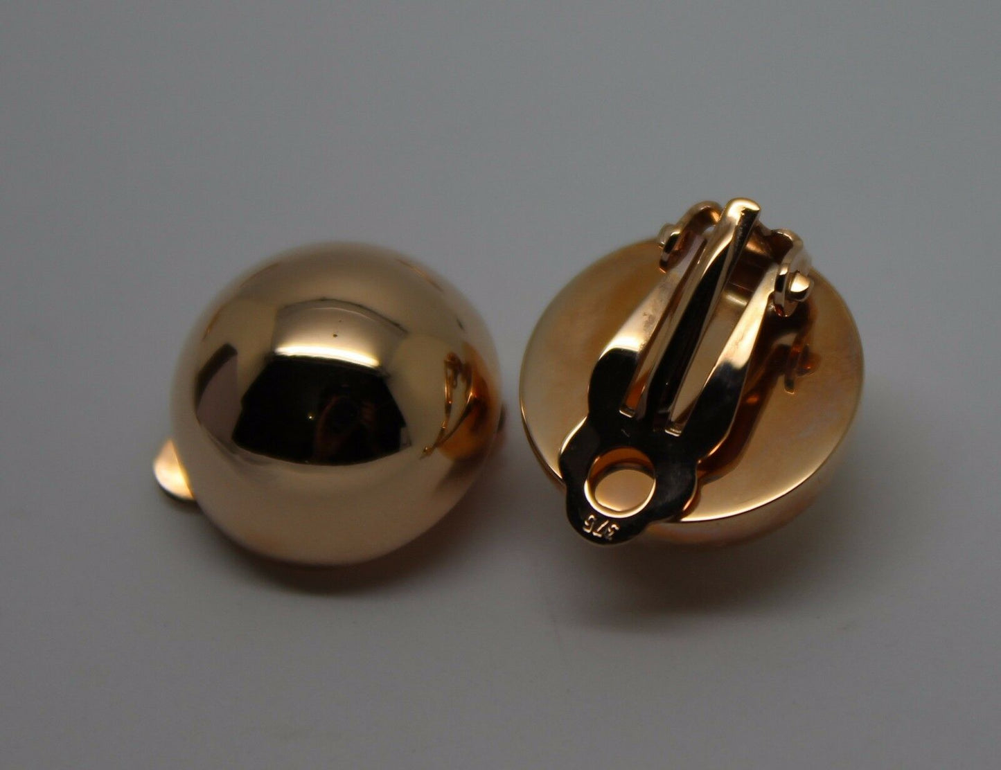 Kaedesigns Genuine 9ct 9k 375 Rose, Yellow Or White Gold Clip On 16mm Half Ball Earrings