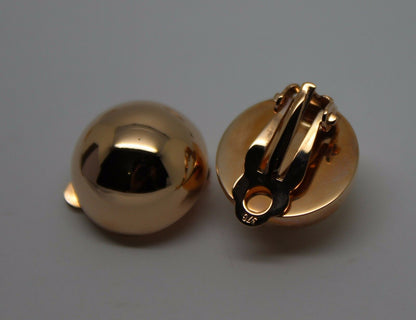Kaedesigns Genuine 9ct 9k 375 Rose, Yellow Or White Gold Clip On 16mm Half Ball Earrings