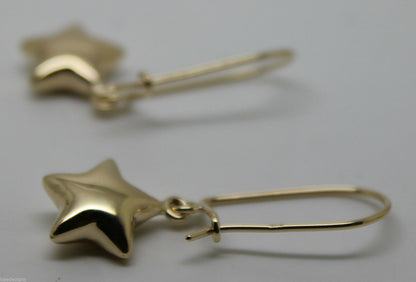 Genuine 9ct 9k 375 Yellow Or White Or Rose Gold Bubble Drop Star Closed Hook Earrings