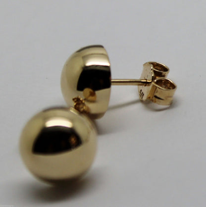 Genuine 9ct 9K 375 Solid Yellow, Rose or White Gold 10mm Stud Half Ball Earrings