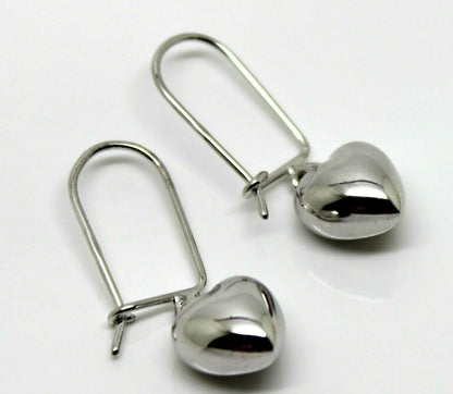 Kaedesigns  9ct Yellow, Rose or  White Gold Dangle Puffed Heart Closed Hooks Earrings