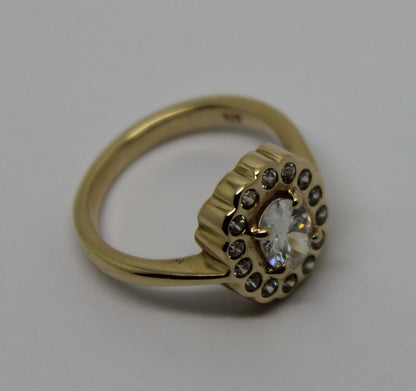 Size L Genuine 9ct Yellow Gold Oval Cubic Zirconia Ring