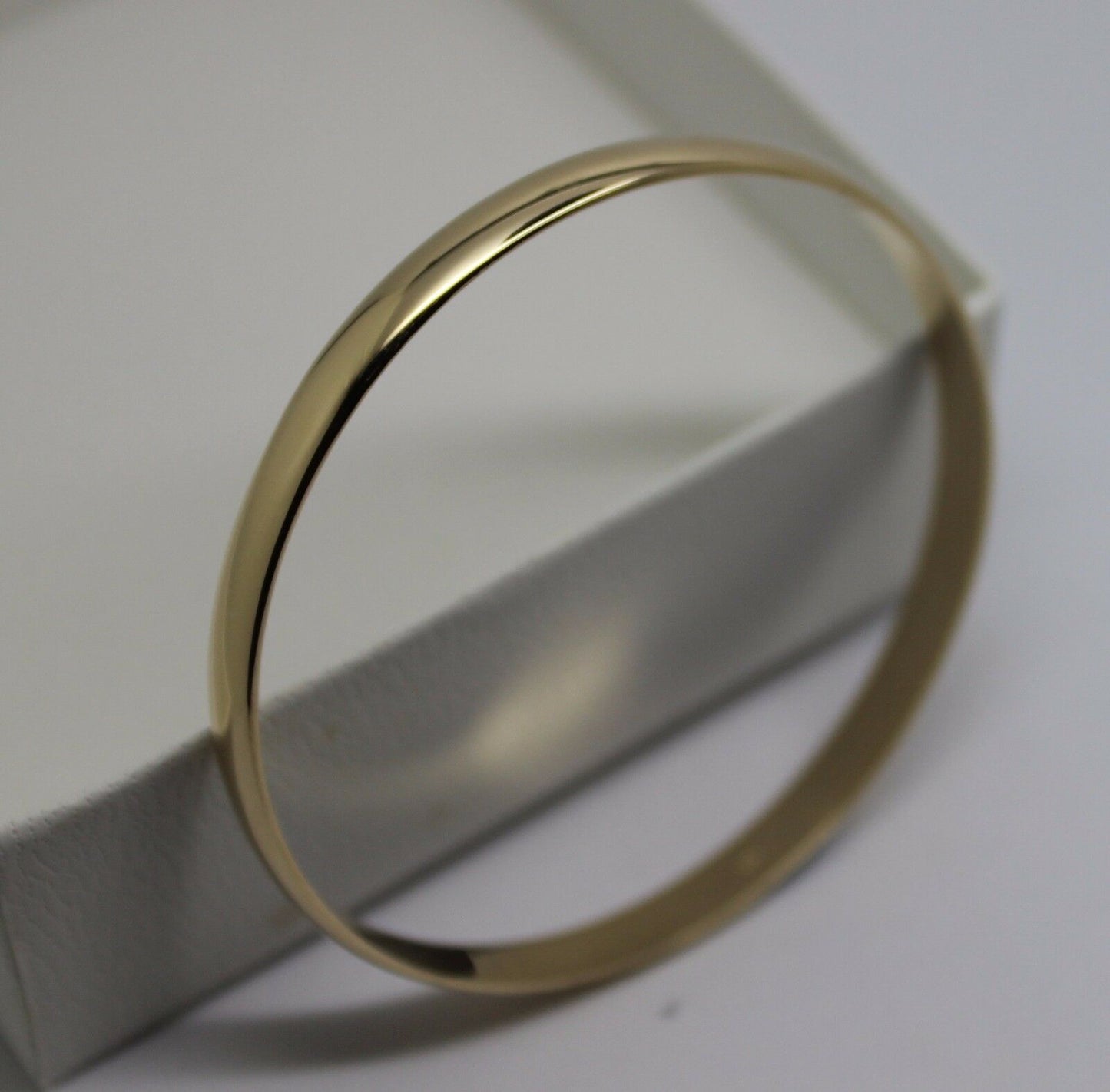 Genuine 9ct 9kt FULL SOLID Heavy Yellow, Rose or White gold 5mm wide half round Bangle 57mm inside diameter