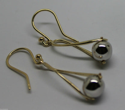 Kaedesigns Genuine 9ct 9kt 375 Yellow & White Gold 8mm Ball Drop Earrings