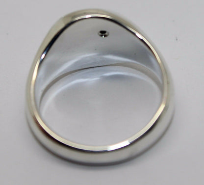 Genuine Solid Sterling Silver 925 Oval Black Sapphire Signet Ring - Choose your size