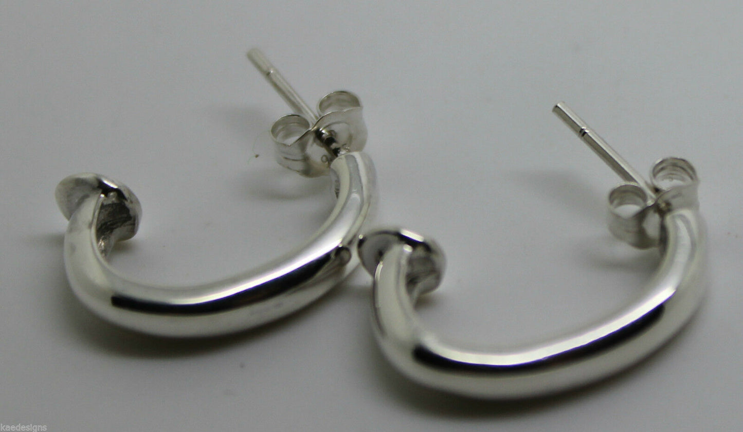 Genuine Sterling Silver 925 C Stud Earrings Butterfly Backs