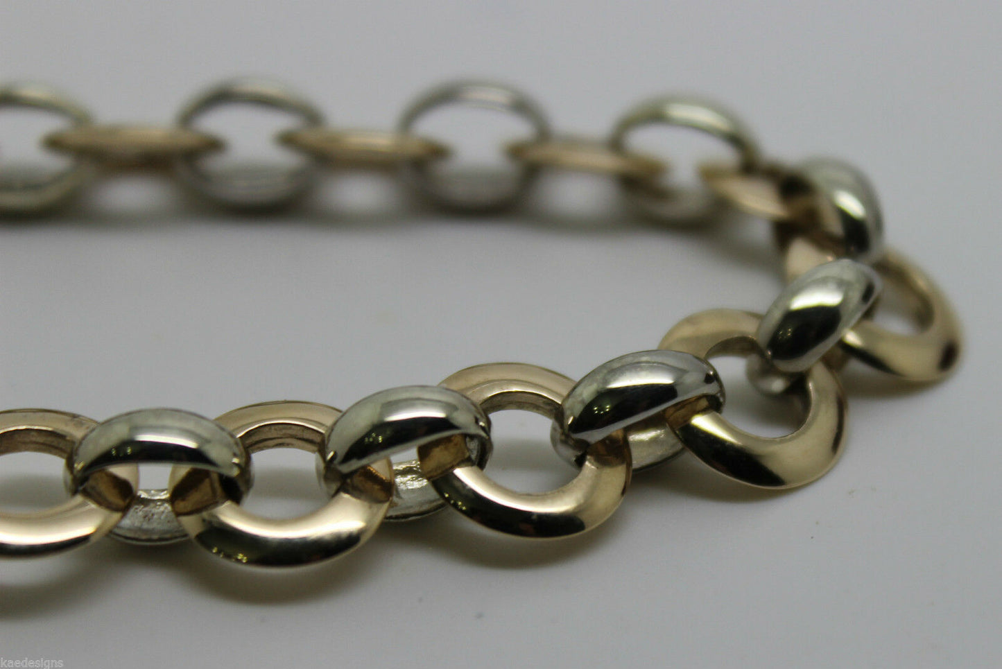 Genuine 9ct 9kt Yellow And White Gold Solid Belcher And Circle Bracelet