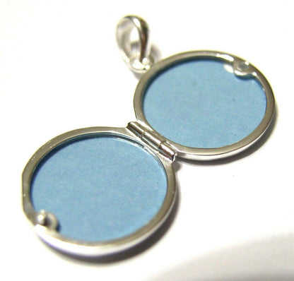 Genuine Sterling Silver 925 Small Flat Round Plain Locket With 2 Photos