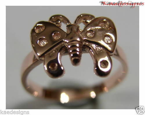 Genuine Solid 9ct White Or Rose Or Yellow Gold Butterfly Ring Choose Size