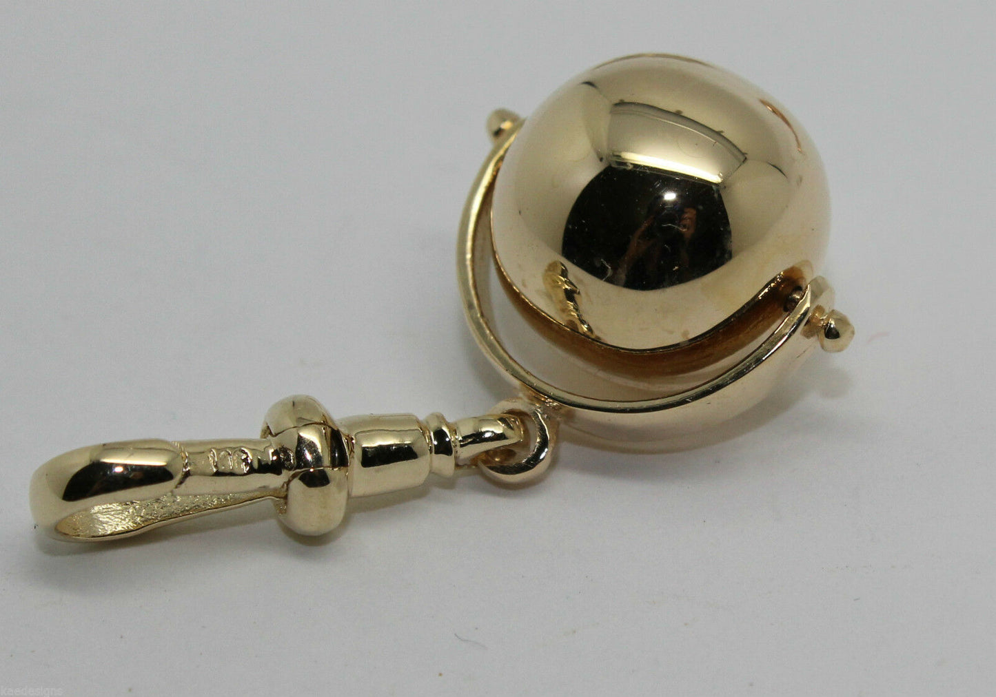 Genuine 9ct Yellow or Rose or White Gold Plain 14mm Ball Spinner with Swivel Clasp