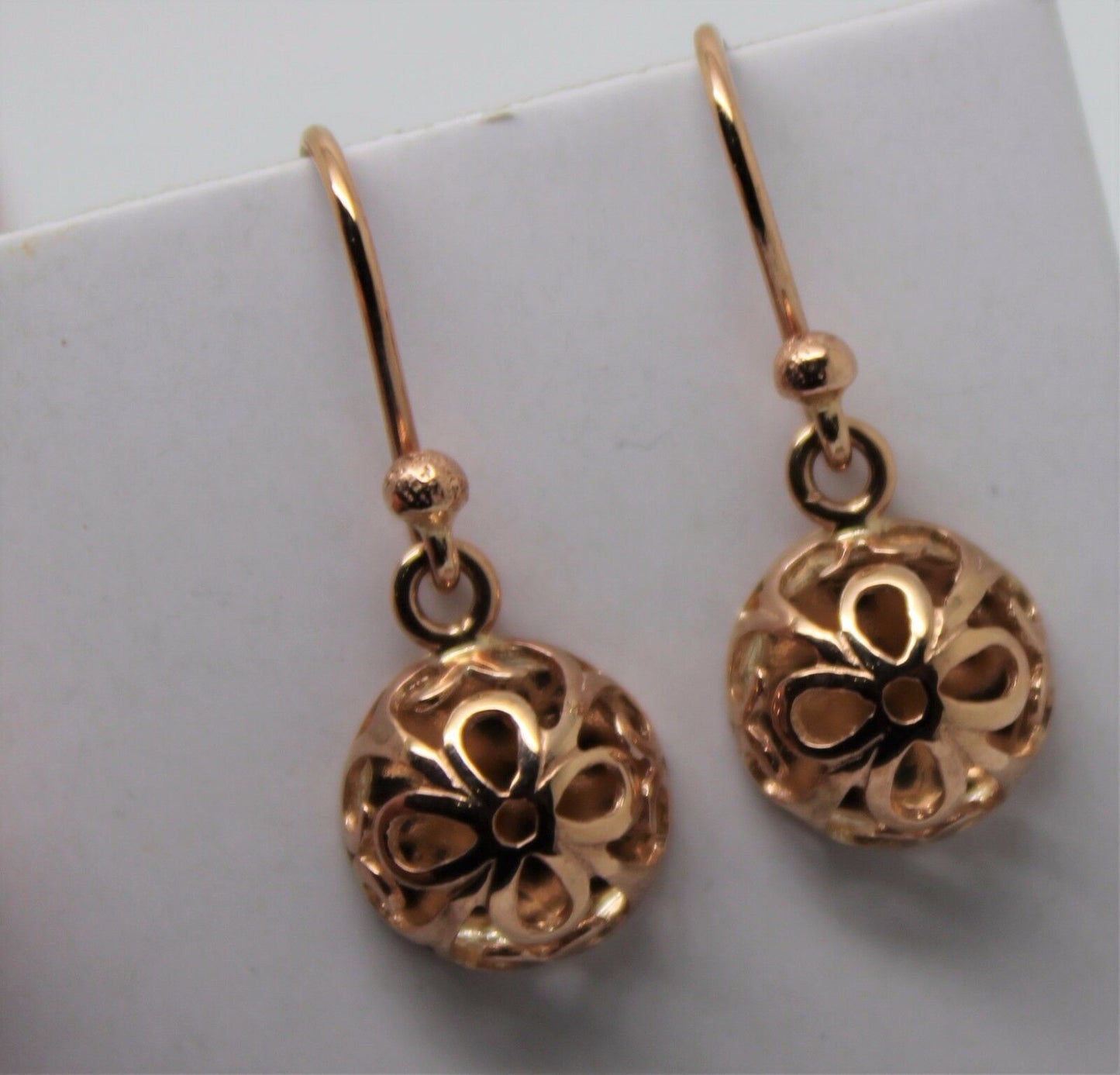 Kaedesigns New 9ct Yellow, Rose or White Gold Half Ball Hook 10mm Flower Earrings