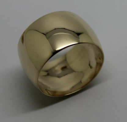 Genuine New Solid  9ct Yellow, Rose or White Gold Full Solid 12mm Wide Barrel Band Ring Size N