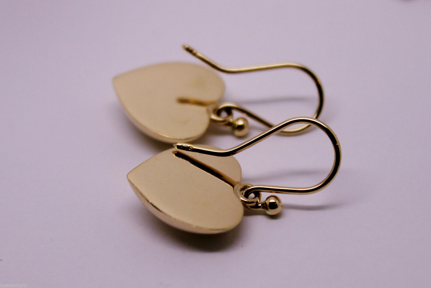 Genuine 9ct Yellow Gold or White Gold or Rose Gold Half Heart Earrings