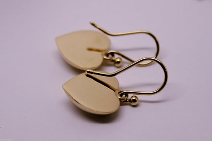 Genuine 9ct Yellow Gold or White Gold or Rose Gold Half Heart Earrings
