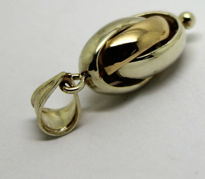 Genuine 9ct 9k 375 Yellow & White Gold Oval Triple Belcher Ball Pendant