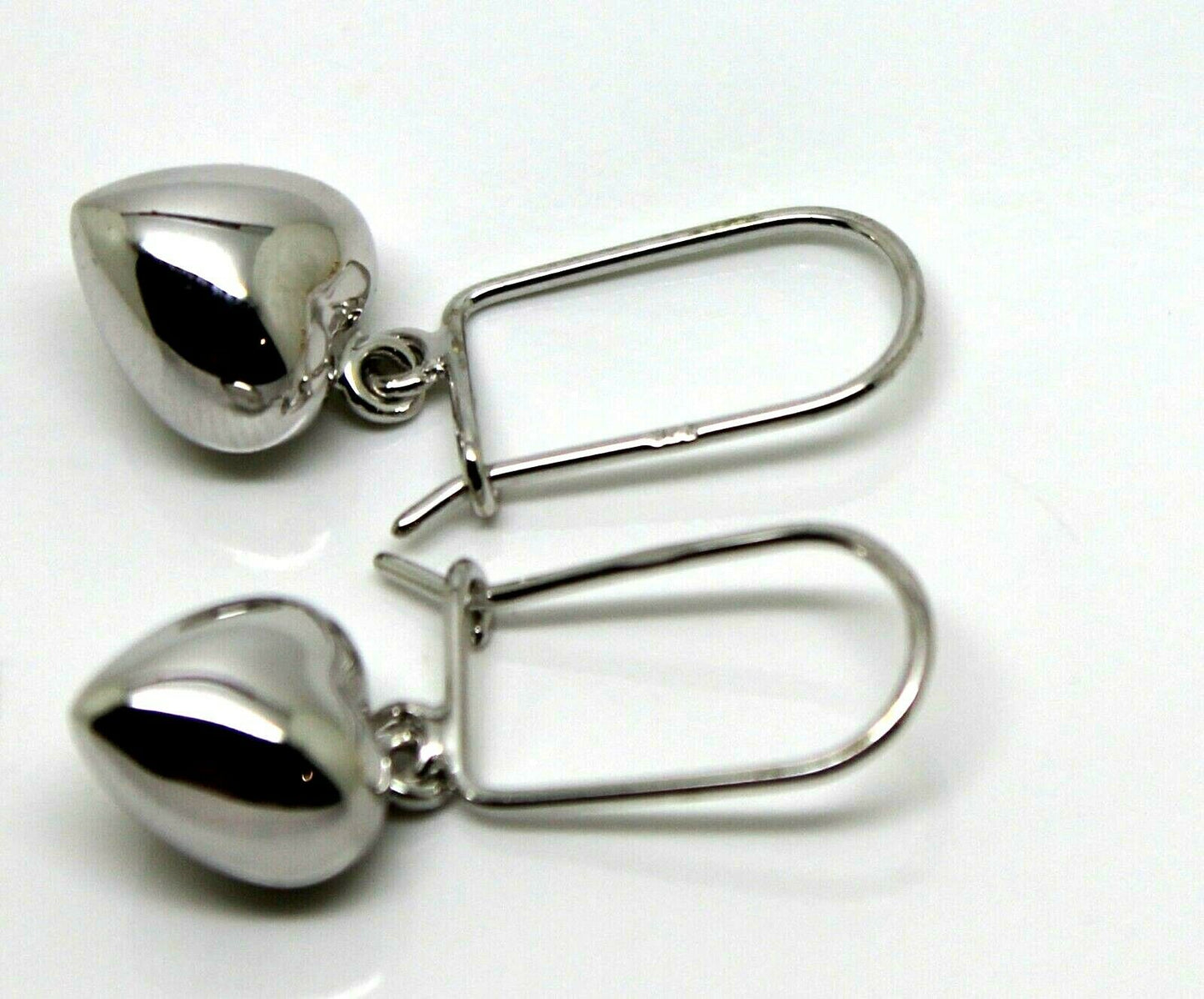 Kaedesigns  9ct Yellow, Rose or  White Gold Dangle Puffed Heart Closed Hooks Earrings
