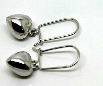 Kaedesigns  9ct Yellow, Rose or  White Gold Dangle Puffed Heart Closed Hooks Earrings
