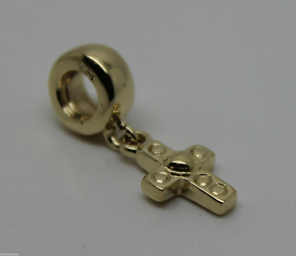 Genuine 9ct Yellow or Rose or White Gold or Silver Cross bead for charm bracelet