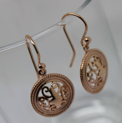 Kaedesigns, Heavy 9ct Yellow Or White Or Rose Gold  Filigree Round Hook Earrings